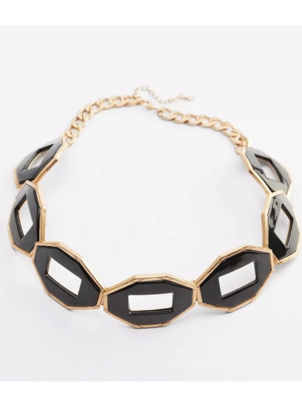 Zara Gold and Black Geometric Chain Belt